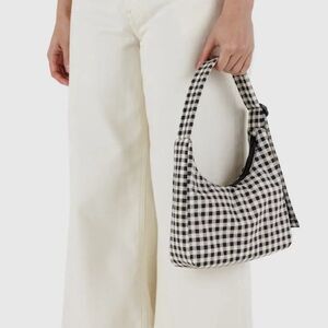 BAGGU - “Black & White Gingham” Mini Nylon Shoulder Bag